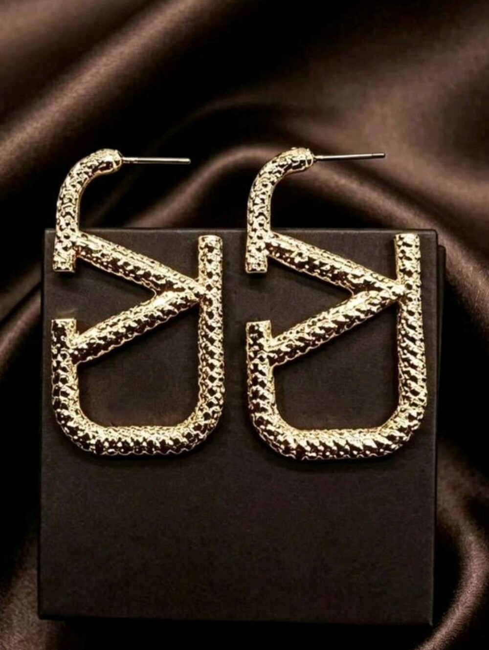 Designer Inspired 18k Gold Plated V Earrings